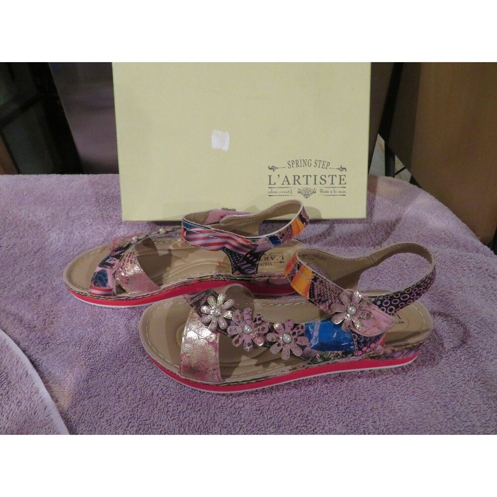 NWT Womens Pink Multi L'Artiste Charleen Sandals, 9.5 / 10 41